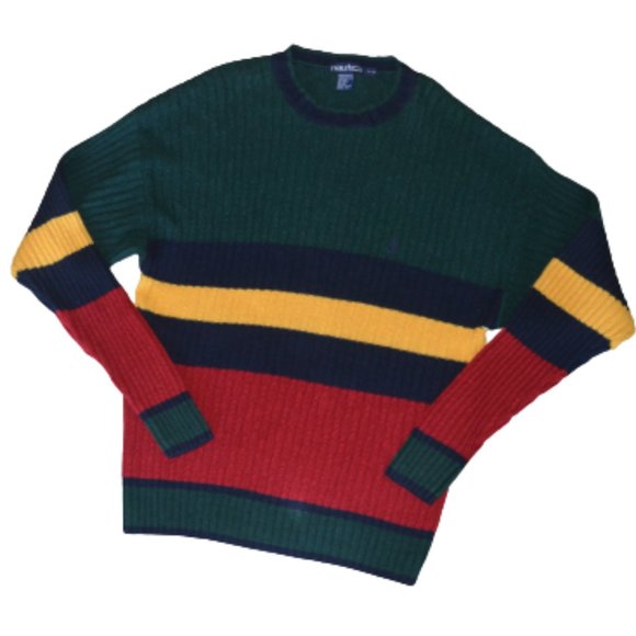 Nautica Other - Vintage Hiphop 1990s Colorblock Nautica Ribbed Pullover Sweater M